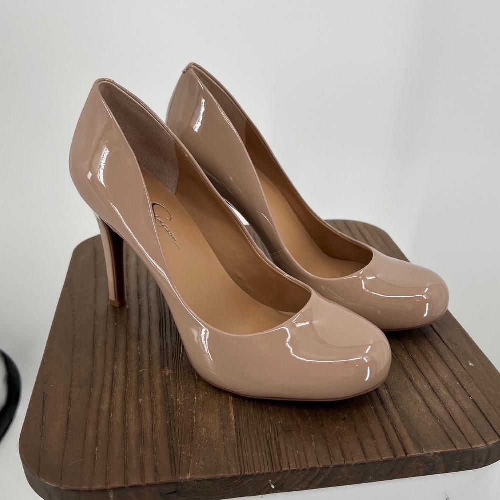 Jessica Simpson Nude Patent Leather Round Toe Stiletto Pumps Size 11M